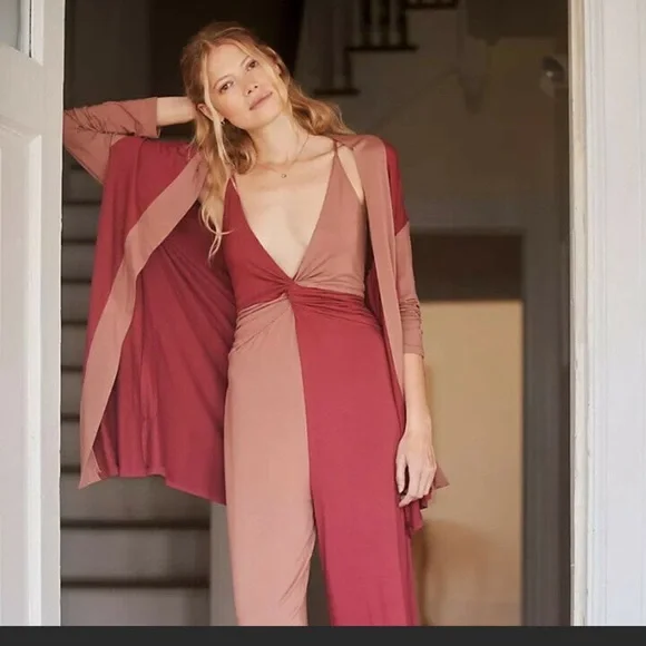 Anthropologie NWT Sz Med or SM top rated color blocked robe  and Jumpsuit Set - Picture 3 of 17